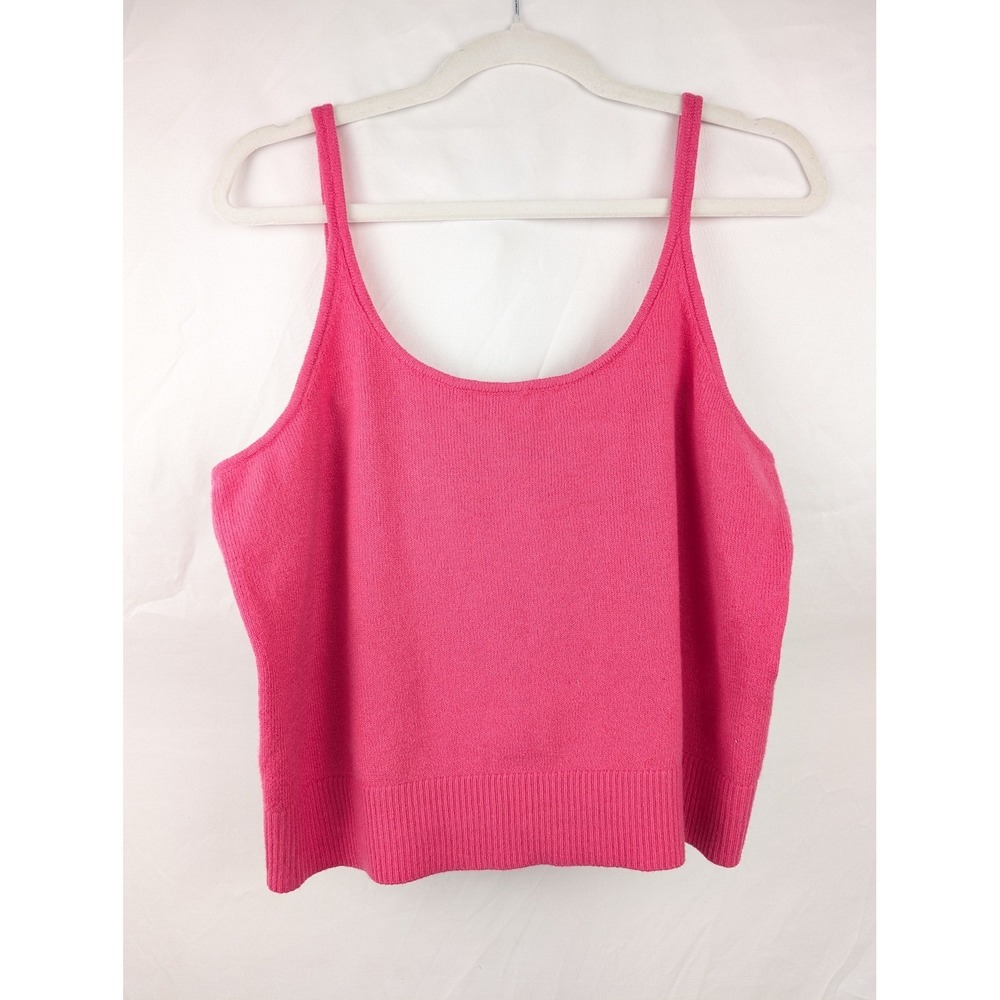 Old Navy Strappy Cropped Tank Size L Hot Pink Knit Layering Coquette Barbie Girl - Picture 2 of 11